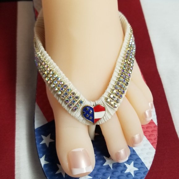 Women's American Flip flops, 4th July flip flops, Independence Day flip flops. - Picture 10 of 17